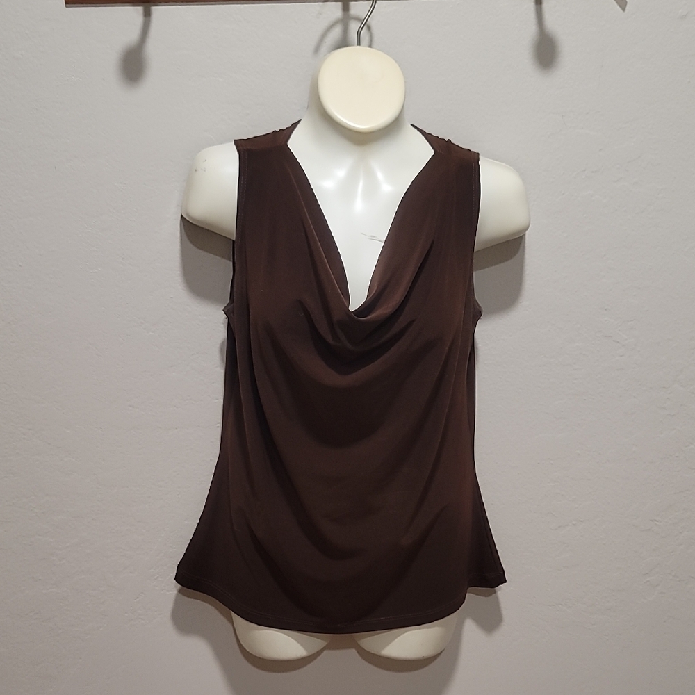 JK Designs Brown Draped Tank Top